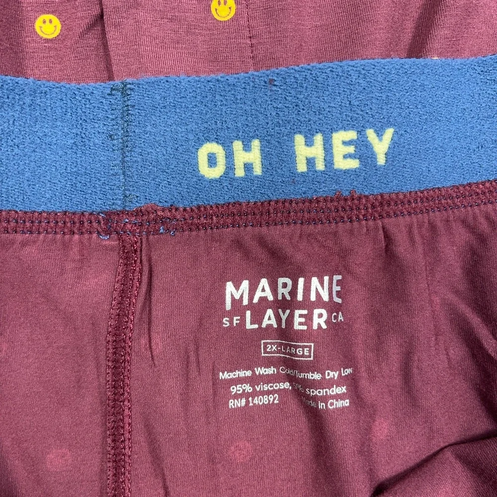 Marine Layer Mens Best Ever Boxer Briefs Sz XXL 2XL Burgundy Smile Face Lot of 2